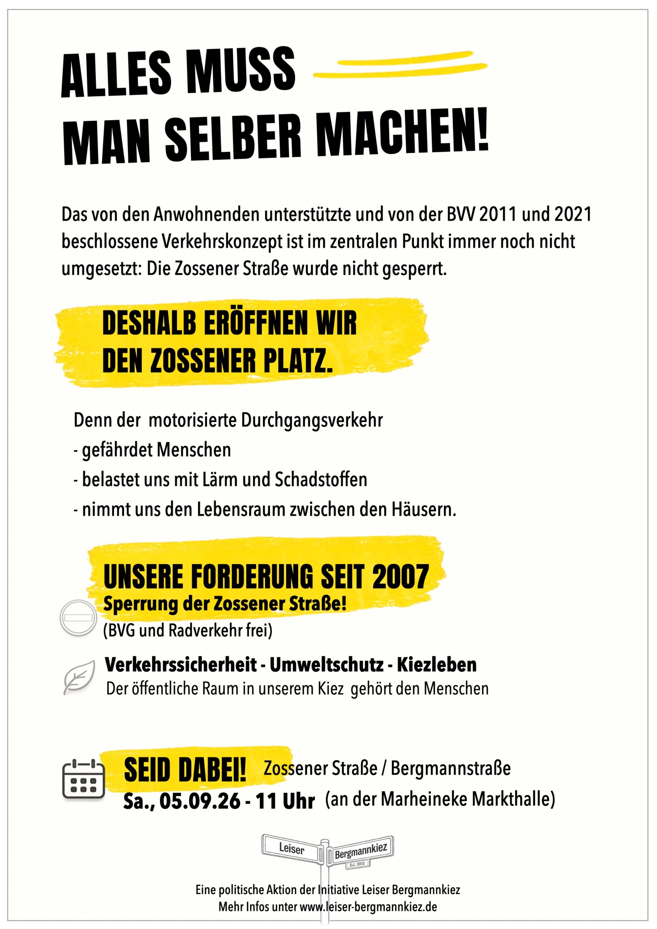 Flyer Rückseite: Unsere Forderung seit 2007